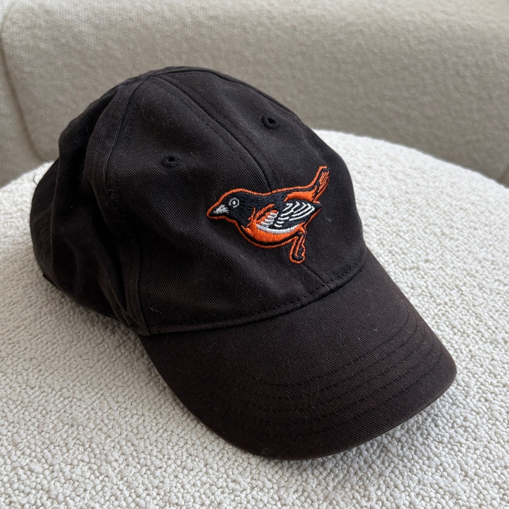 Black Kids Hat with Embroidered Baltimore Oriole